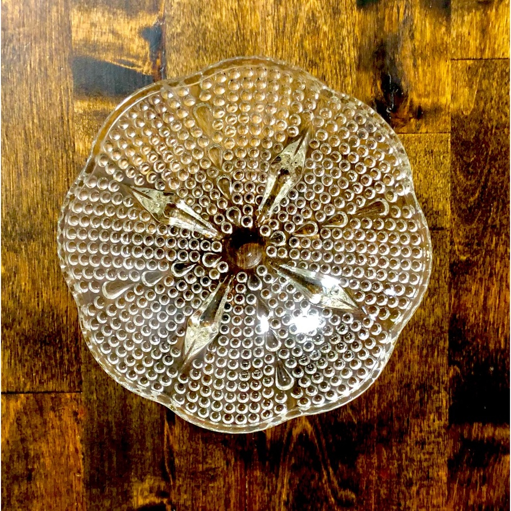 Vintage Hazel-Atlas Hobnail & Teardrop 4 Footed Candy Dish Bowl